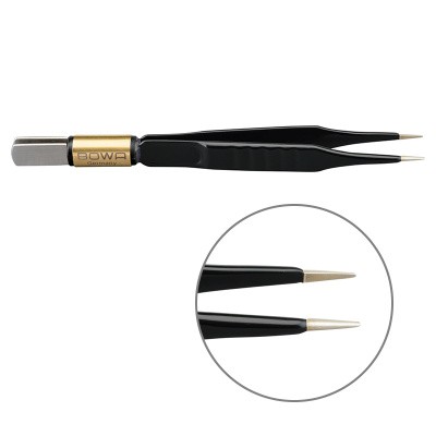 Пинцет биполярный прямой антипригарный BOWA NON-Stick-Gold плоская рукоятка, длина 110 мм, наконечники прямые 6x0,5 мм, разъем евростандарт medcub