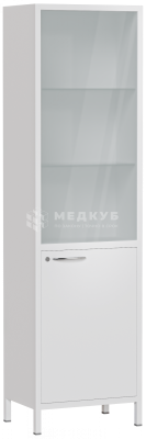 Медицинский шкаф-витрина одностворчатый 2 полки Меделия М-ШВ-60/45 (Металл, 500*350*1800, б) medcub
