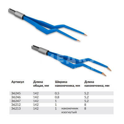 Биполярный пинцет микрохирургический байонетный антипригарный ЛОРГЕ длина 142 мм, разъем евростандарт medcub