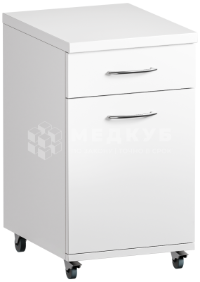 Тумба медицинская выкатная с выдвижным ящиком, распашной дверцей и полкой Меделия М-ТКп-40 (Металл) medcub